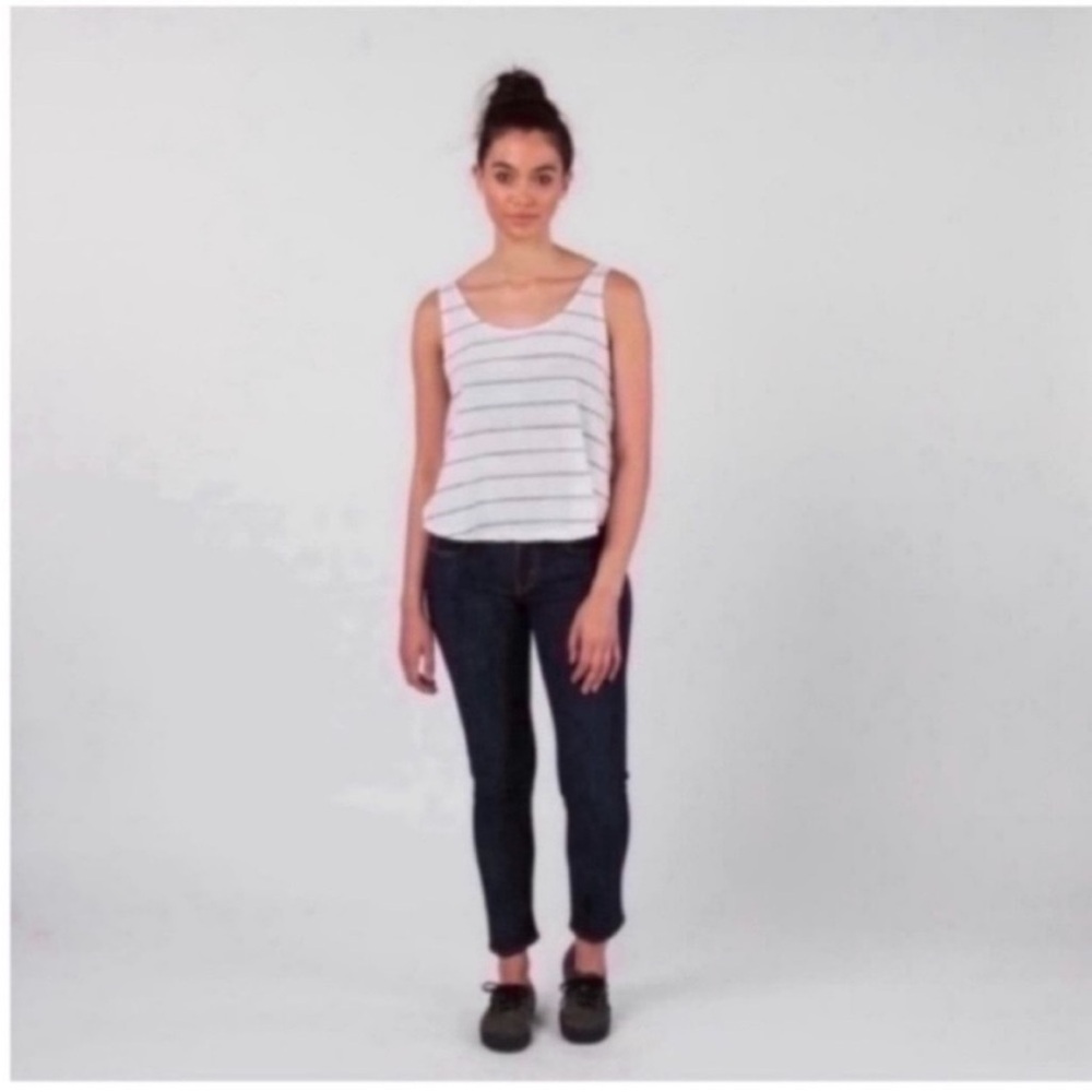 Krochet Kids Organic Kayla Tank White Black Stripe